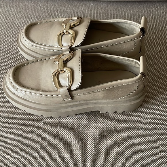 Zara Other - Zara Slip-On Beige Loafers with Gold Buckle- Size US 13.5